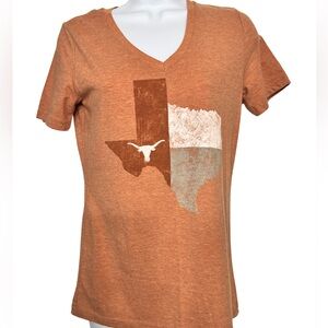 Longhorn Apparel T Shirt State of Texas V Neck Orange Red Women’s Size Small